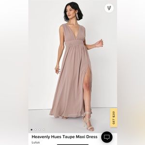 Lulus heavenly taupe dress large 10-12